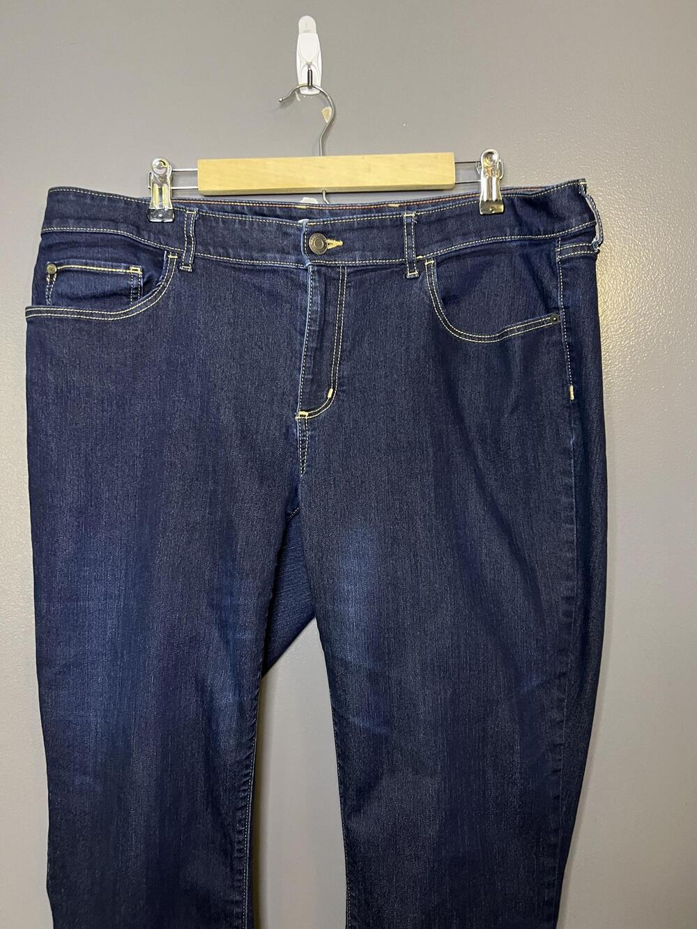 Eddie Bauer Slightly Curvy Skinny Jeans Womens 18 Dark Wash Mid Rise Stretch